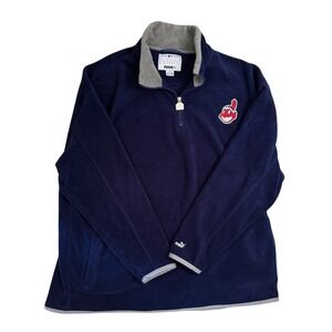 Puma MLB Cleveland Indians Chief Wahoo Fleece 1/4 Zip Jacket Size 2X Vintage